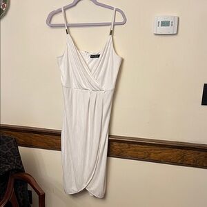 Guess White Sleeveless Wrap-Front Midi Dress